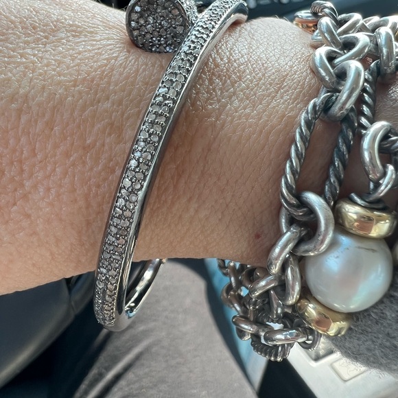 Diamond Nail Bangle sterling silver 2.5 carats natural diamonds - Picture 4 of 7